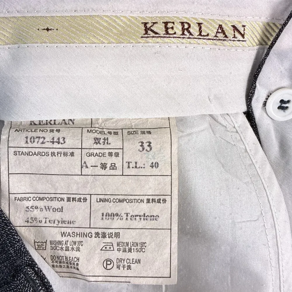 VTG Kerlan Pants 33x29 Gray Wool Double Pleated Classic Preppy Going Out 80s